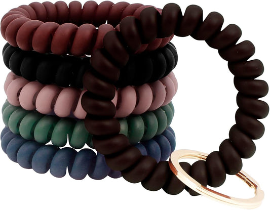 BIHRTC 6pcs Wristband Keychain Wrist Key Chain Spiral Coil Wrist Keychains Plastic Bracelet Spring Flexible Spiral Wrist Coil Key Holder Key Ring for Sauna Gym Pool ID Badge and Outdoor Sports