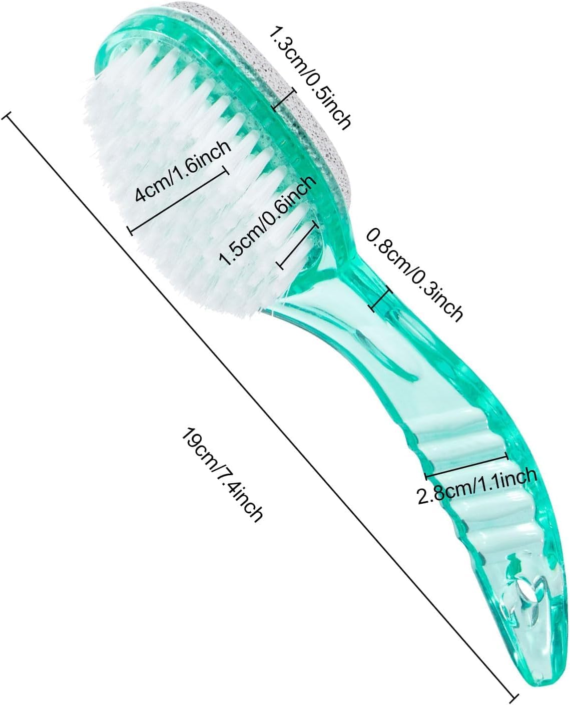 4 Pcs Foot Brush for Shower with Handle 2 in 1, Large Foot Pumice Stone Brush Scrubber Foot File Calluses Remove Suitable for Horniness Foot Spa,Foot Care Smooth Skin (Green&Transparent)