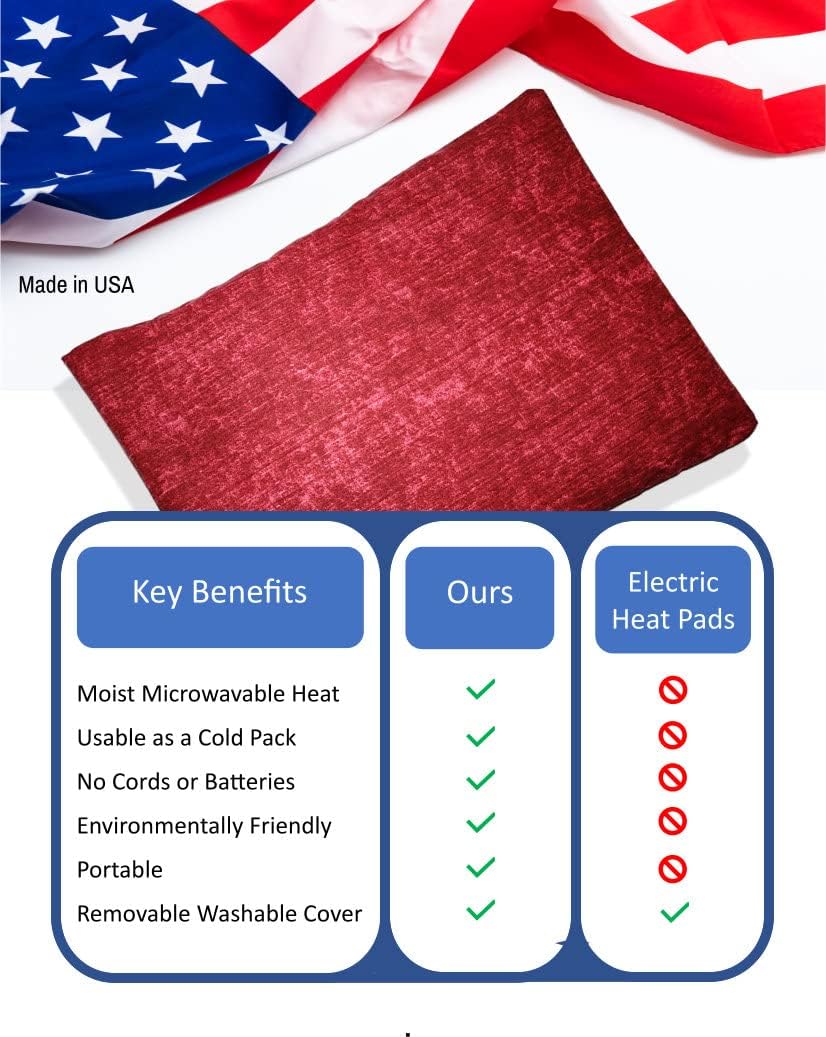 Microwavable Corn Filled Heating Pad and Cold Pack/Washable 100% Cotton Cover (Cross Hatch - Wine, 7.5in W x 11in L)