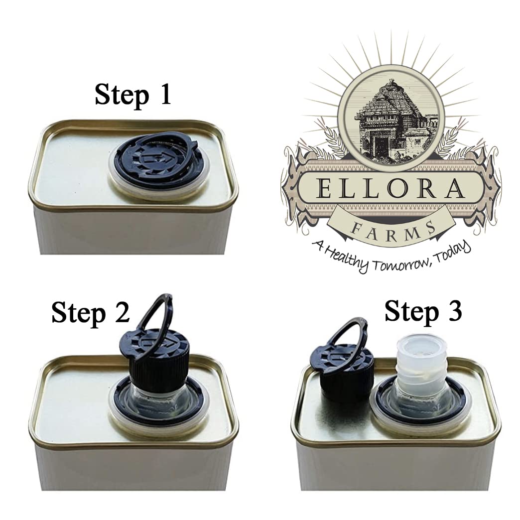 Ellora Farms, Extra Virgin Olive Oil, Organic Cold Press, Traceable Single Origin Olive Oil, Kosher, 17 oz. tin, Pack of 2