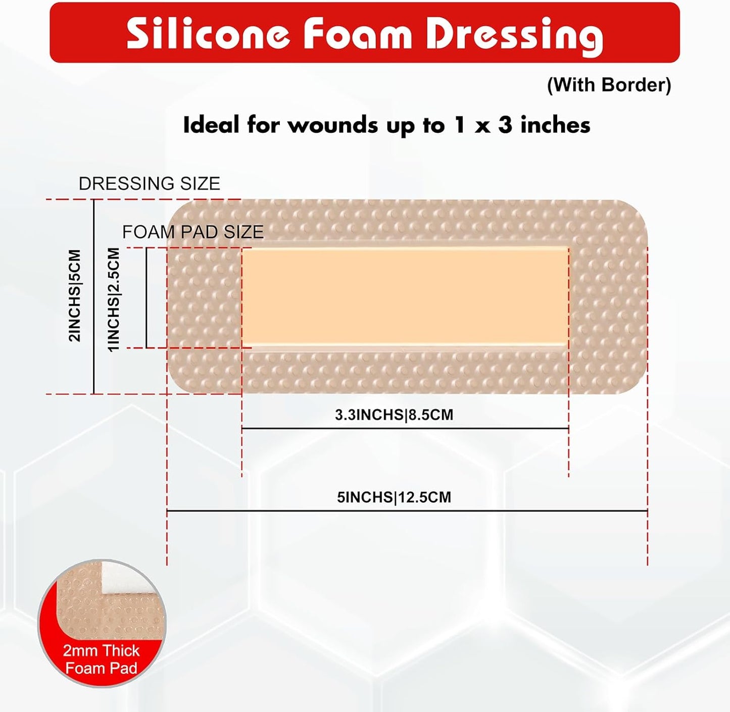 FRESINIDER 2" x 5" Pack of 10 Silicone Foam Wound Dressing - Waterproof Adhesive Bandages with Bordered - Super Absorbent & Breathable for Optimal Wound Care