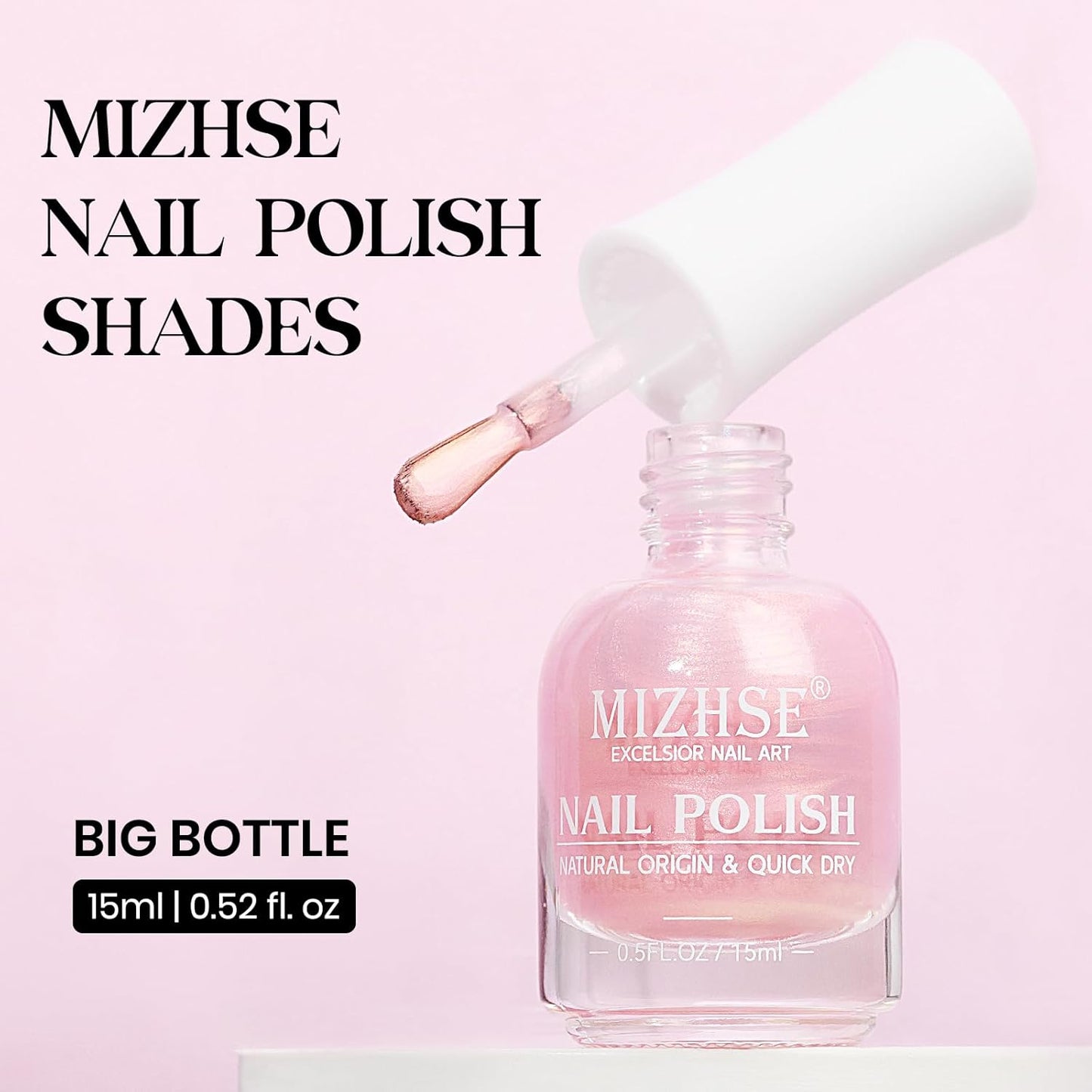 MIZHSE Nail Polish: 15Ml Mermaid Pearl Nail Polish Pink Aurora Effect Nail Polish, Fingernail and Toenail Polish Glossy Long Lasting Nail Polish Trendy DIY at Home Nail Gift Spree