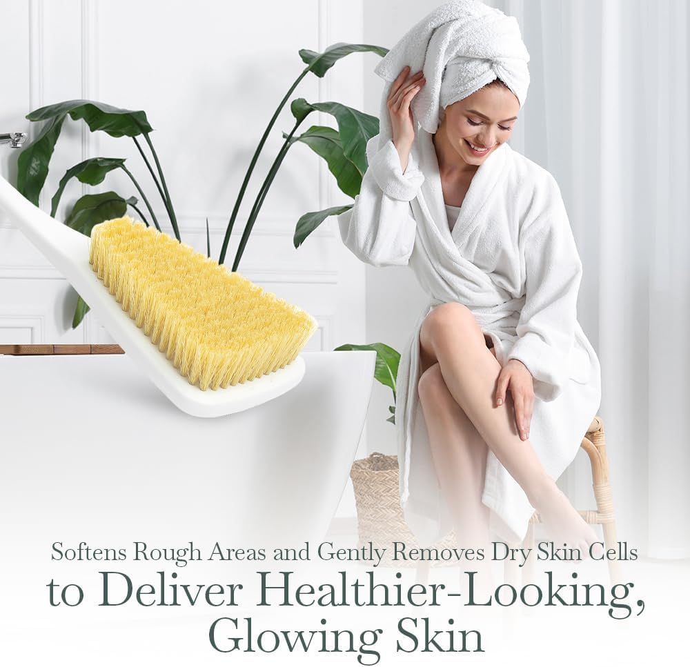 Fuller Brush Exfoliator & Scrub Body Brush - 16-inch Contoured Handle with Polyester Bristles - an All-Over Reach Including Back, Neck, Shoulders & Feet - Soft, Durable & Gentle on Your Skin