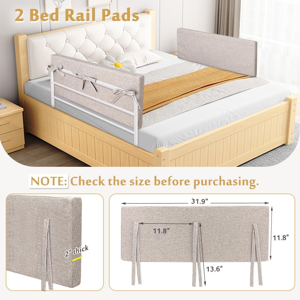 Bed Rail Cushion Hospital Bed Side Rail Pads Medical Foam Padding Bed Fall Protector Rail Covers for Elderly Adults Safety Bed Railing Padded Cover (2 Count)
