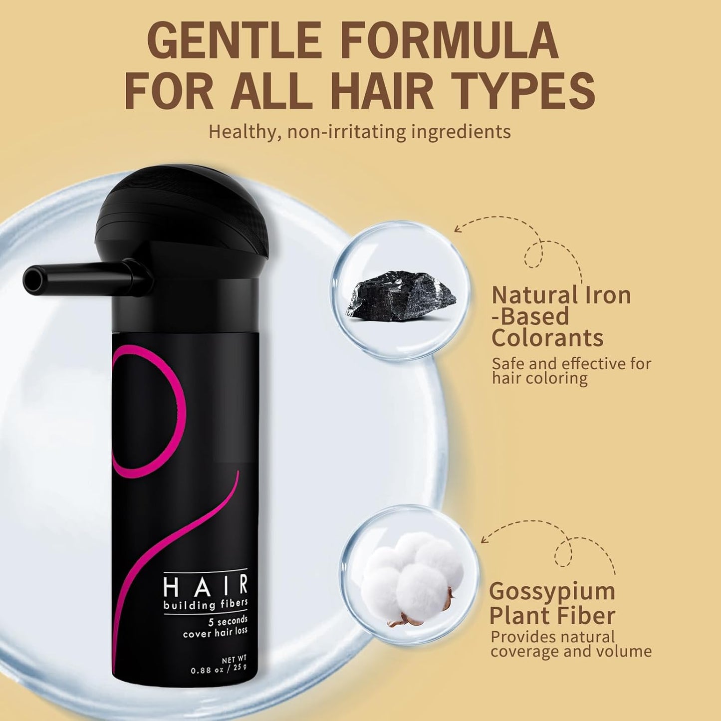 Gowwim Hair Fibers with Spray Applicator 2-in-1 Kit for Thinning & Loss Hair, Naturally Enhancements Thickening Spray Fibers Waterproof Long-Lasting Gray & Bald Spot Cover up for Women & Men