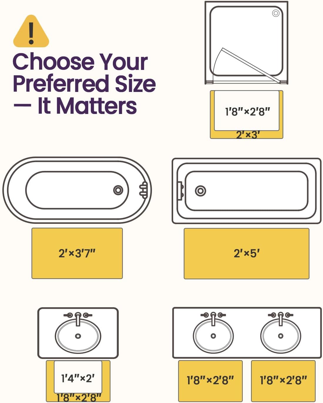 DEXI Bathroom Rug 24x16, Non Slip Washable Bath Mat for Shower Floor, Absorbent Soft Bathmat with Rubber Backing, Quick Dry Microfiber Carpet, Grey