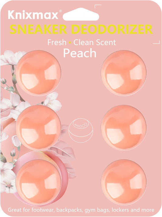 Knixmax Shoe Deodorizer Balls, Boot Deodorizing Shoe Odor Eater Ball Sneaker Deodorants, Gym Bags Lockers Car Air Fresheners, 6 Packs Peach Pink