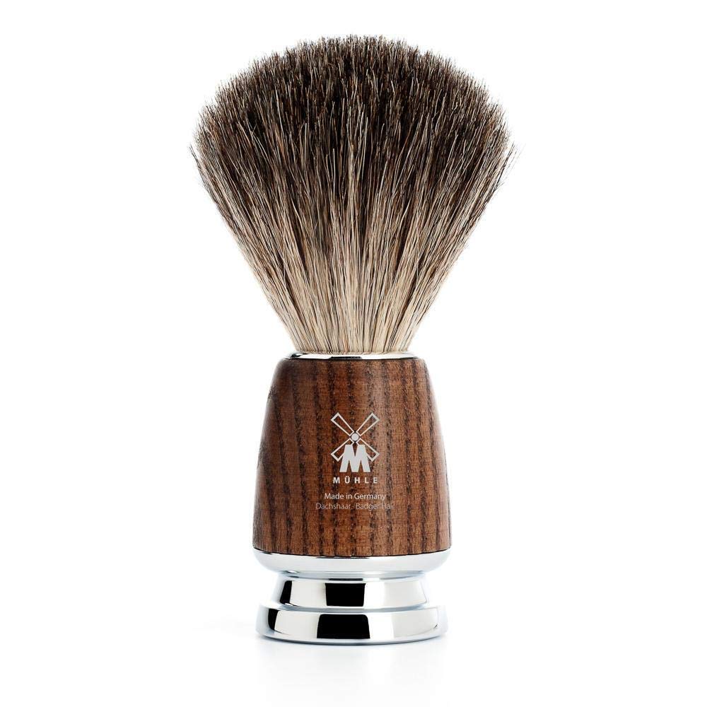 MÜHLE RYTMO Steamed Ash 4-piece Pure Badger 5-Blade Razor Modern Luxury Wet Shaving Set - Perfect for Every Day Use, Barbershop Quality Close Smooth Shave