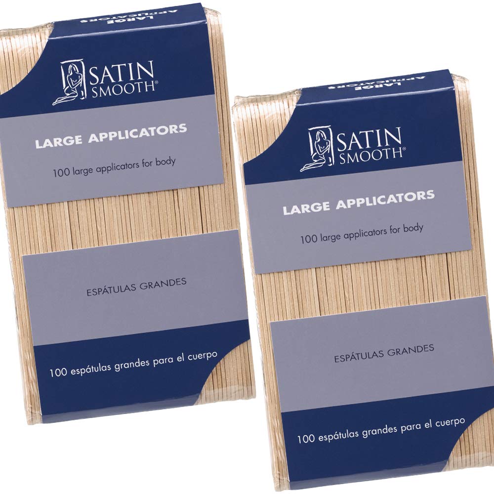 Satin Smooth Large Wax Sticks for Hair Removal – Wax Applicator Sticks, Wooden Waxing Stick Spatulas For Arms, Legs, & Body Hair Waxing, 100 ct, 2 Pack