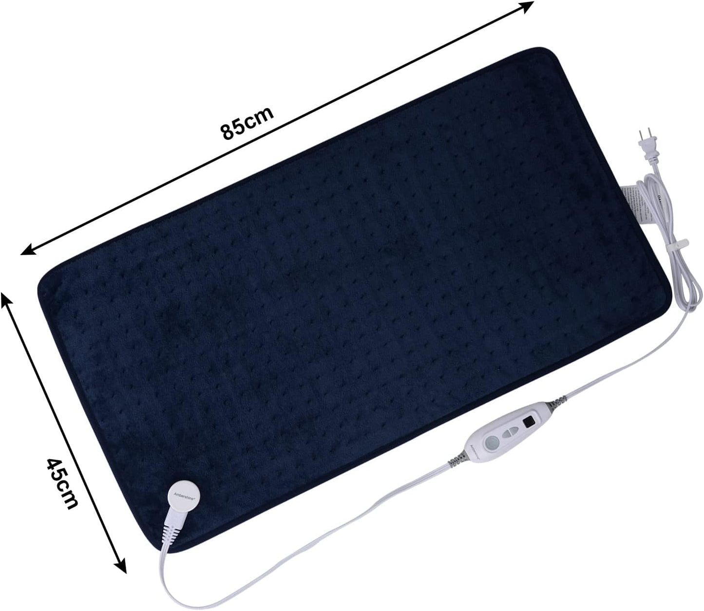 Ambershine 17''x33'' XXXL King Size Heating Pad with Fast-Heating Technology&6 Temperature Settings, Flannel Electric Heating Pad/Pain Relief for Back/Neck/Shoulders/Abdomen/Leg(Dark Blue)