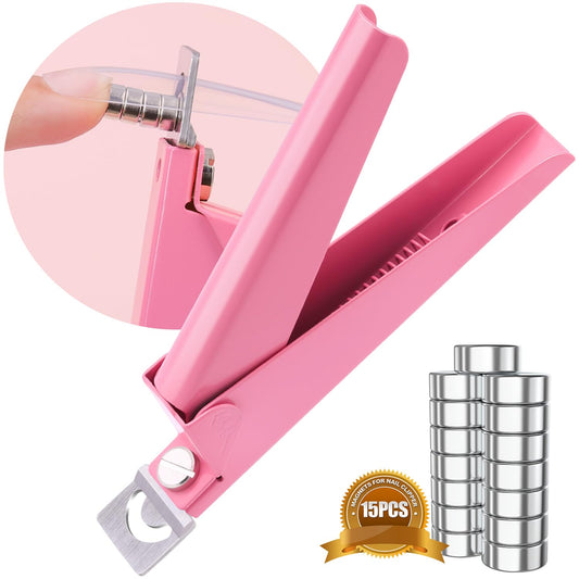 Light Pink Metal Premium Nail Clippers with Magnets Sizers for Acrylic Nails, False Nail Cutters for Nail Tips Fake Nail Trimmer Manicure Pedicure Sharp Clip Nail Tool Supplies For Salon Beauty
