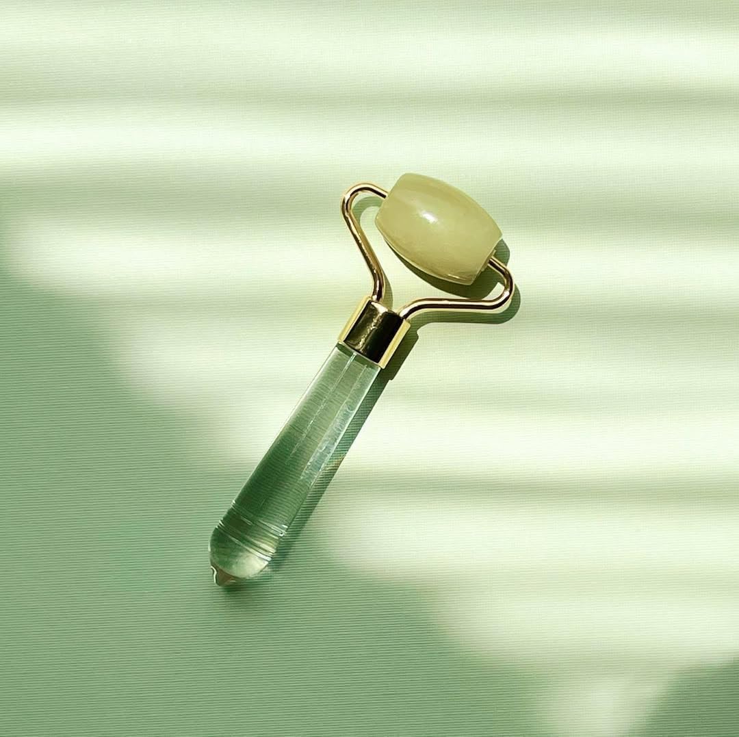 Mei Apothecary Mini Jade Face Roller - Authentic Jade Roller for Tension Relief, Puffiness & Radiant Skin, Relaxing Face Massager for All Skin Types