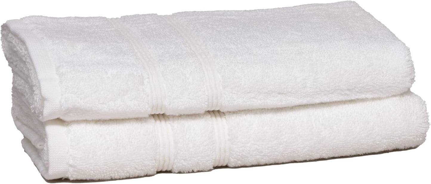 Mosobam Luxury Turkish Set of 2 Hand Towels 16X30 White 700 GSM Bamboo Viscose & Aegean Turkish Combed Cotton