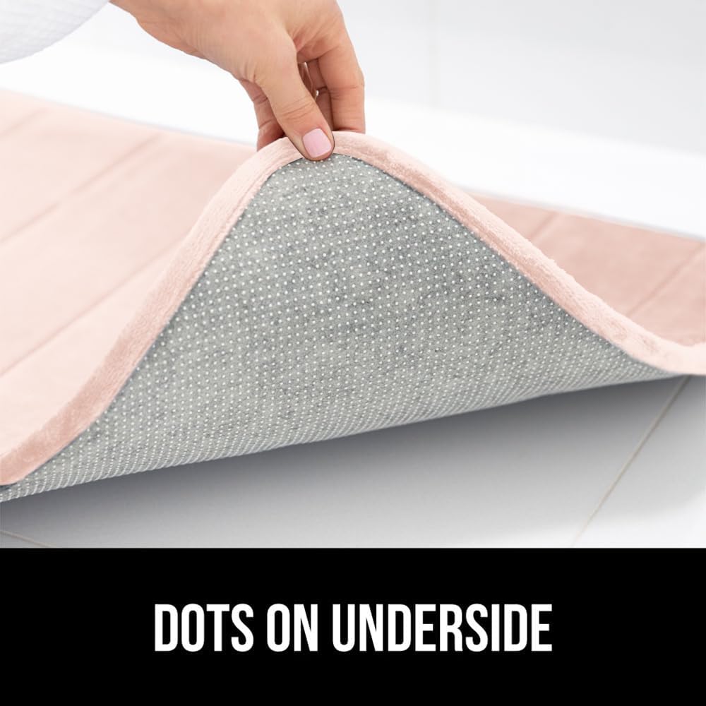 GORILLA GRIP Memory Foam Bath Mat, Soft Absorbent US Designed Bathroom Rug, Gripping Dots Machine Washable Bathmat, Cushioned Floor Mats, Shower Sink Rugs Room Décor Accessories, 30x20 Pink