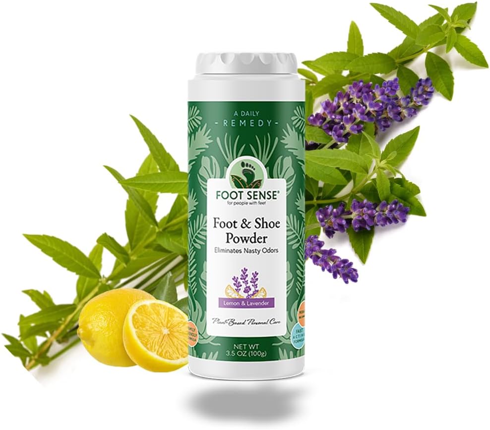 FOOT SENSE All Natural Foot & Shoe Powder, Foot Deodorant, Talc-Free, Odor Eliminator, Disinfects & Deodorizes, Long-Lasting up to 6 Months Safe for Men, Women, Kids, Athletes, 50g (2 Pack)