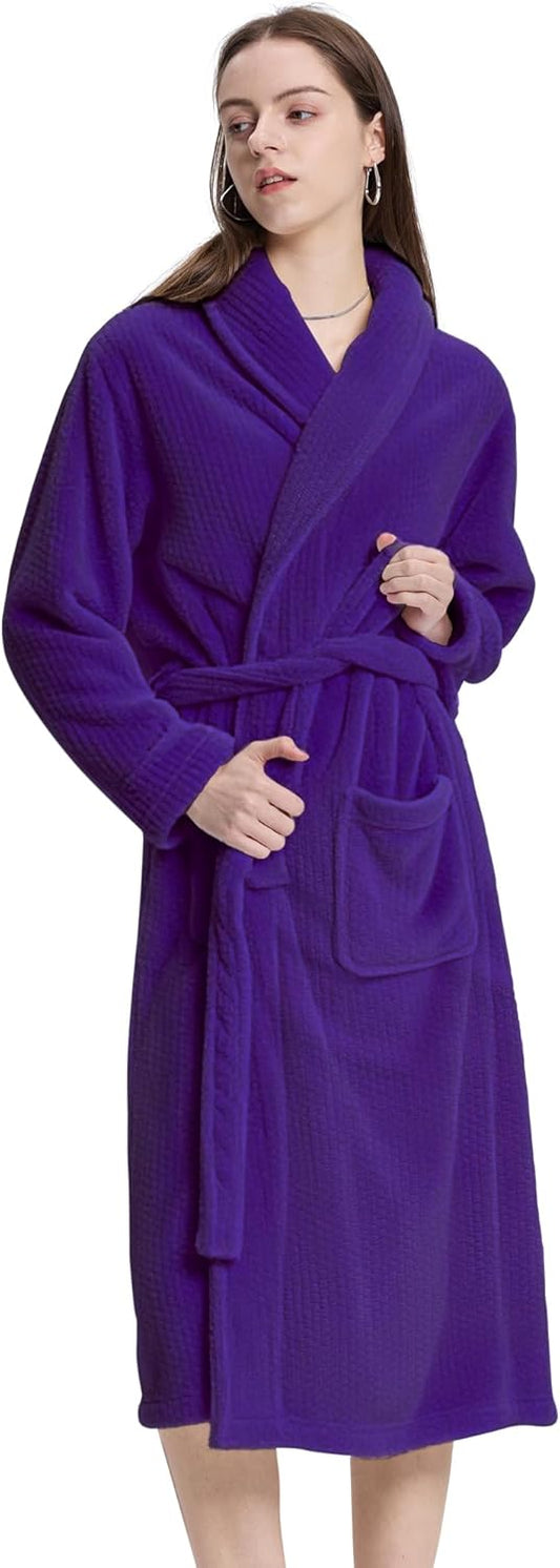 Women's Shawl Collar Bathrobe, Soft Long Towel Robes for Women - Super Absorbent Quick Dry yet Warm