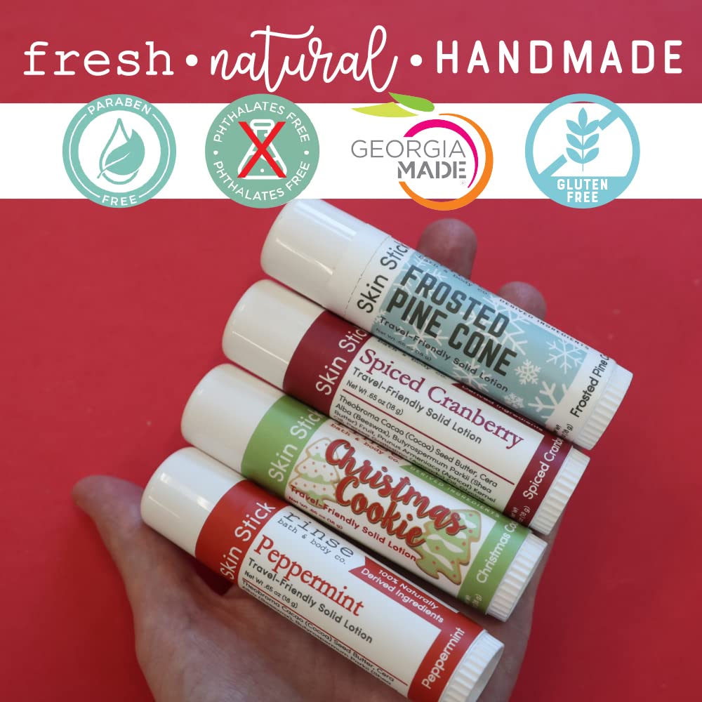 Rinse Bath & Body Christmas Cookie Solid Lotion Stick - Natural Lotion w/Shea and Cocoa Butter | No Mess Travel Lotion w/Beeswax, Apricot & Refined Avocado Oil | Vegan | Handmade |.5oz