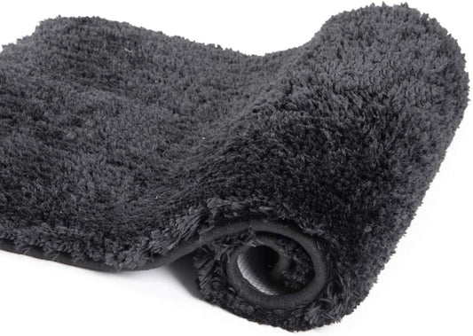 Walensee Large Bathroom Rug (24 x 36, Black) Extra Soft and Absorbent Shaggy Bath Mat Machine Washable Microfiber Non Slip Luxury Floor Mat