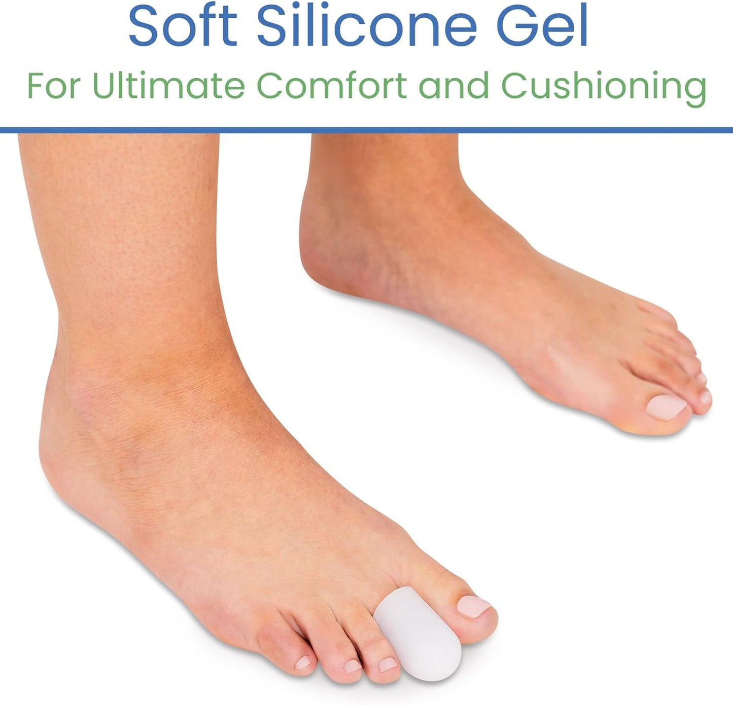 ViveSole Soft Gel Toe Protectors for Men & Women (10 Pack) - Toe Caps for Foot Pain Relief - Flexible Cushion Sleeves for Blisters, Ingrown Toenails, Hammer Toes, Corns, Calluses, Blisters (Medium)