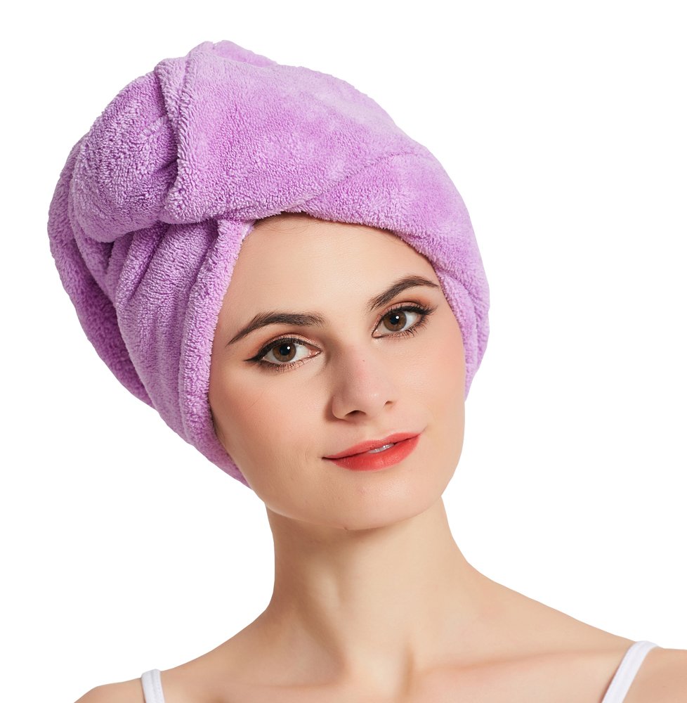 HOPESHINE Women's Soft Shower Hair Towel Twist Hair Turban Wrap Drying Cap Great Gift for Women (Purple+Pink + Rainbow