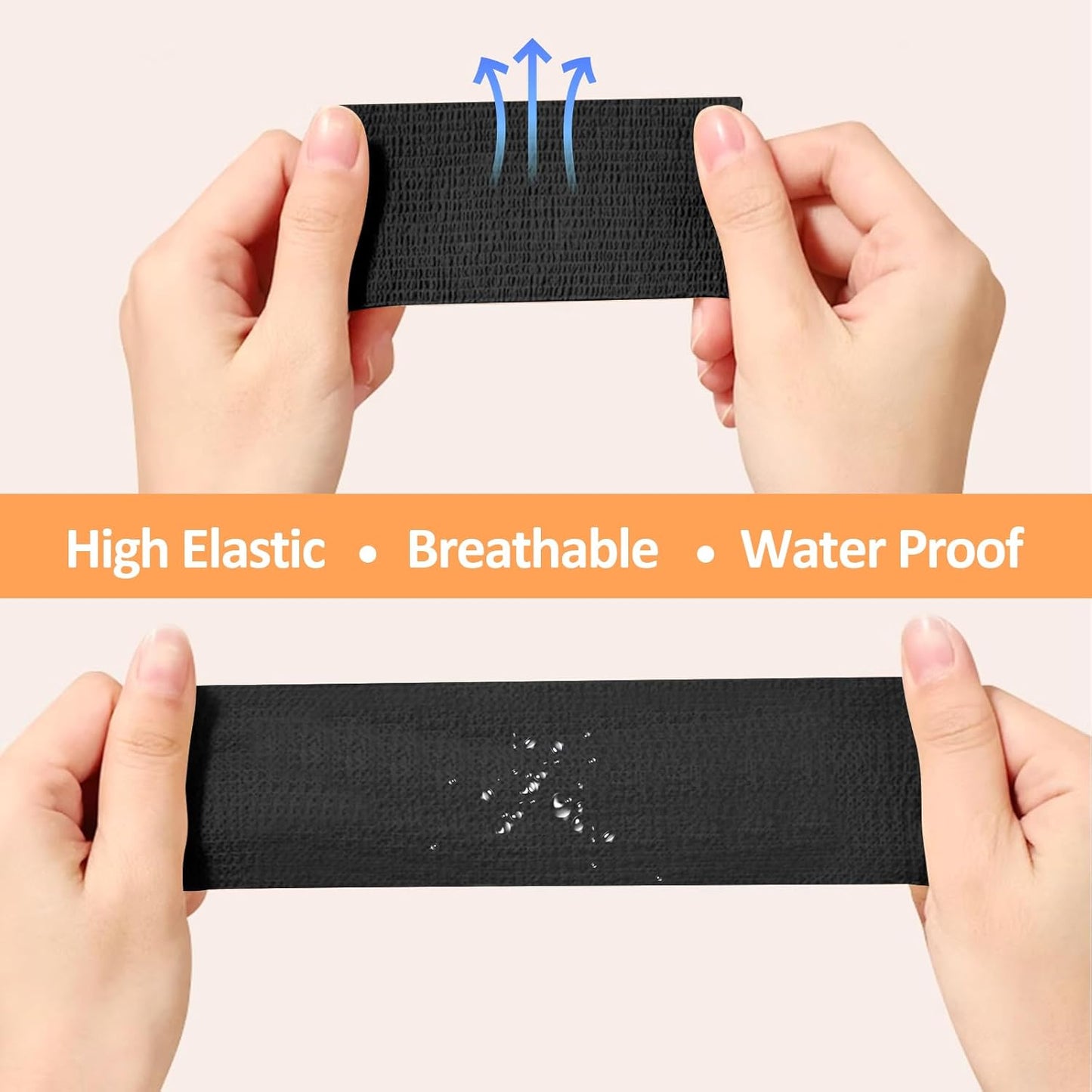 1"/2"/3" Self Adhesive Bandage Wraps, 18 Pack Black Self Adherent Cohesive Bandages Wrap for Wounds, Vet Wrap, Ankle Tape, Tattoo Tape Wrap, Medical Tape, Color Athletic Tape