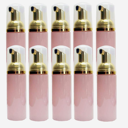 10pcs Gold + Pink Plastic Travel Foaming Soap Dispenser Mini Empty Foaming Liquid Soap Pump Bottles 60ml