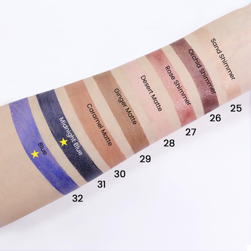 Kaely 2Pcs Cream Eyeshadow Sticks Set for Eyes Waterproof,Midnight Blue Shimmer & Blue Shimmer Matte Eye shadow Stick Pencil Pen Bulk sombras en crema para ojos 31+32