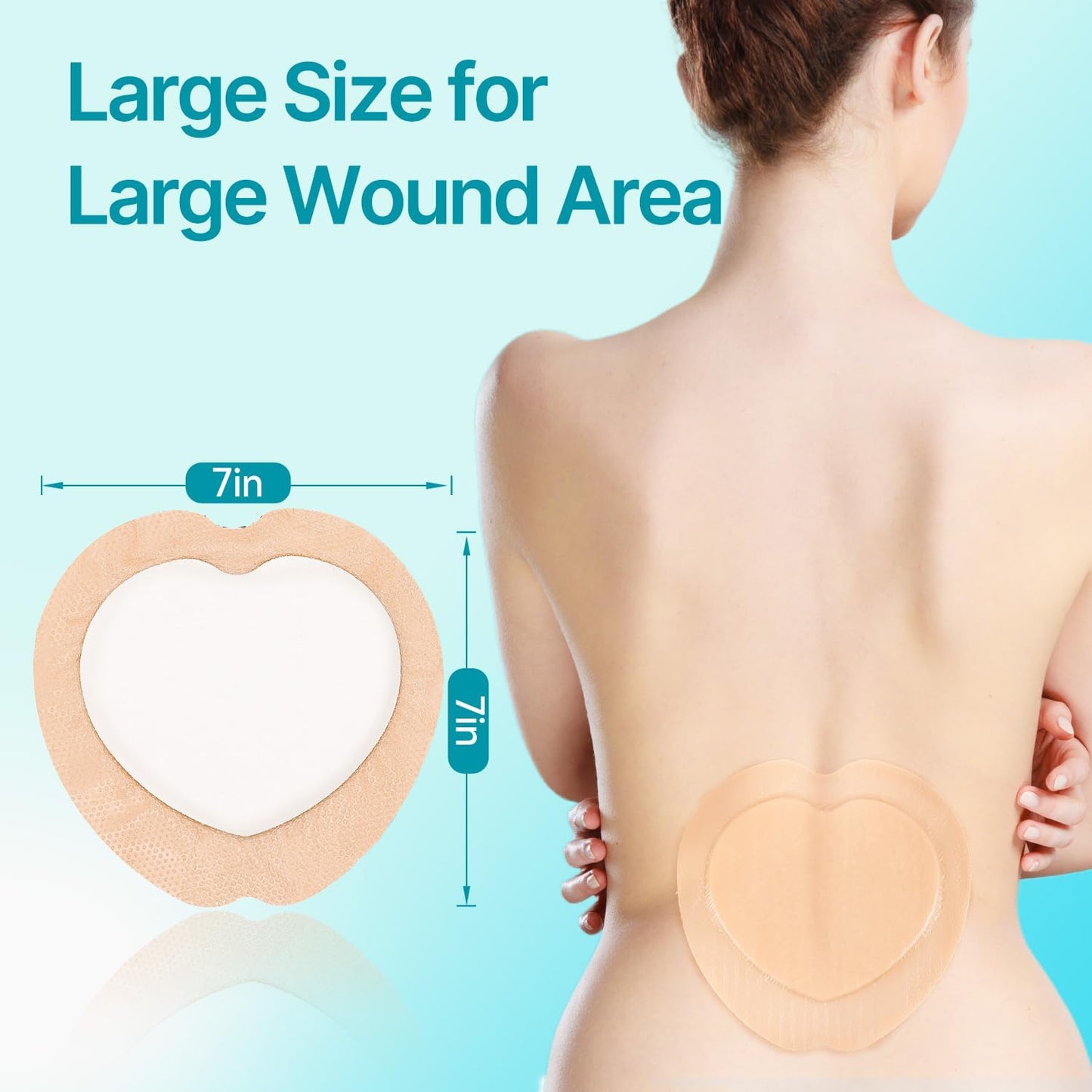 Dimora Sacrum Foam Wound Dressing (20 Packs)- Silicone Foam Bandages Adhesive Border 7"x7", Absorbent Sacral Pads Waterproof Breathable Bed Sore Pressure Dressing