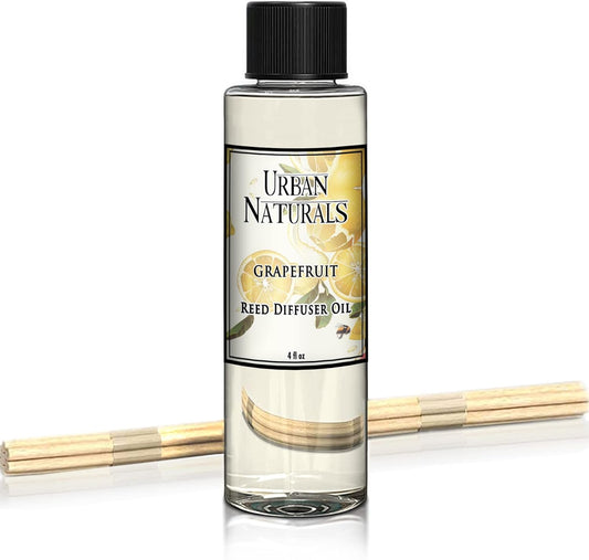 Urban Naturals Grapefruit Scented Oil Reed Diffuser Refill | Includes a Free Set of Reed Sticks! 4 oz.