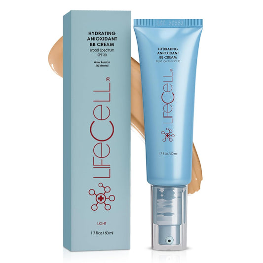 LifeCell All-In-One Anti-Aging Illuminating Tinted Moisturizer with SPF 30 | Antioxidant | Hydrating Lightweight Foundation, Blocks UV Rays,(1.7 oz, Sheer)