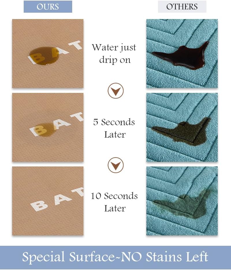 MontVoo Non Slip Bath Mat - Super Absorbent, Stain Resistant, Quick Dry - 17"x35" Brown