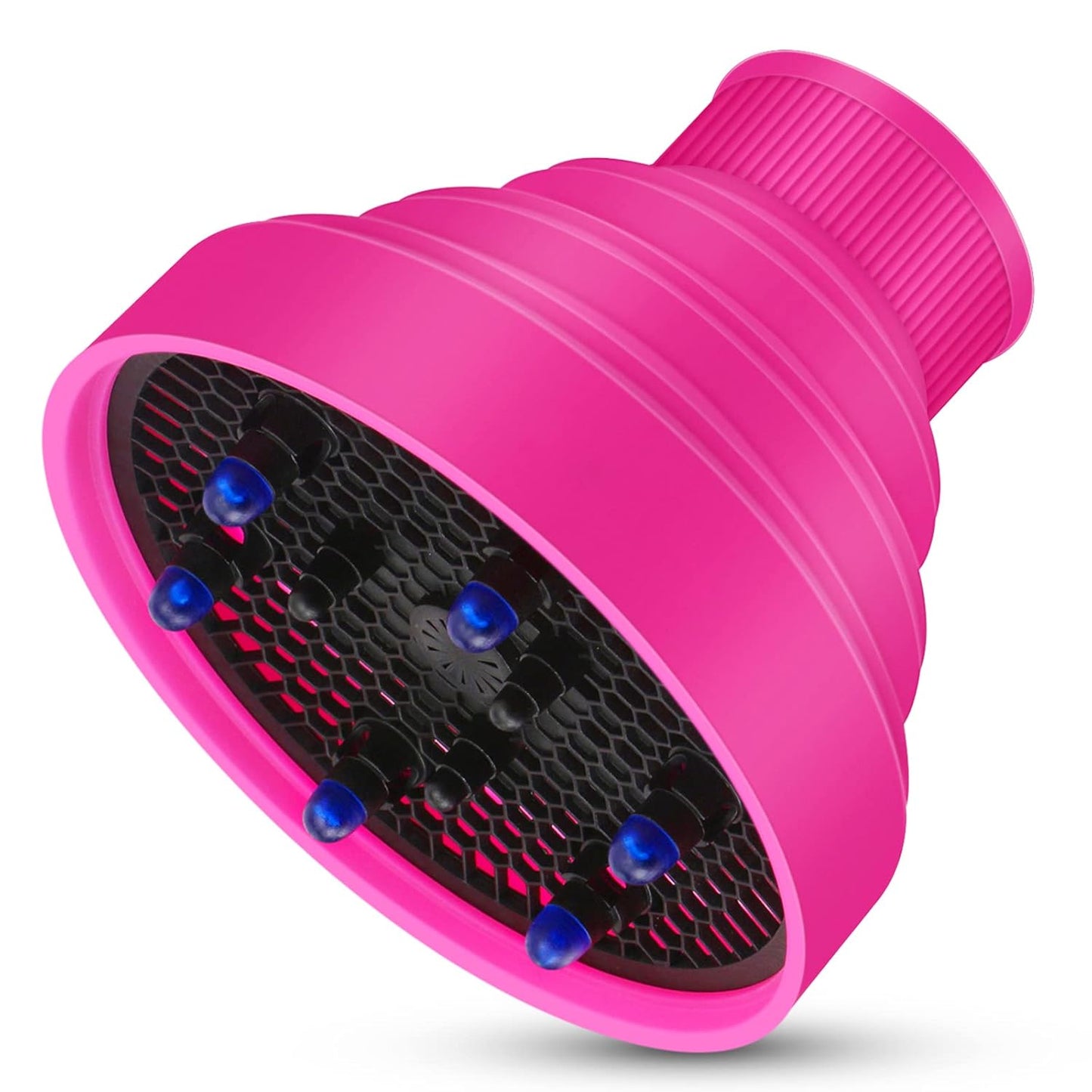 Segbeauty Travel Foldable Hair Diffuser, Collapsible Portable Hair Diffuser Easy for Natural Fine Thick Hair, Universal Blow Dryer Attachment for Blow Dryer with Nozzle 1.65-1.77In (Rose Red)