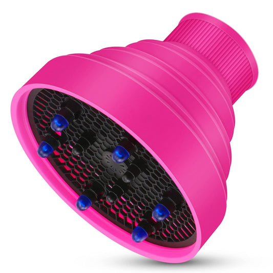 Segbeauty Travel Foldable Hair Diffuser, Collapsible Portable Hair Diffuser Easy for Natural Fine Thick Hair, Universal Blow Dryer Attachment for Blow Dryer with Nozzle 1.65-1.77In (Rose Red)