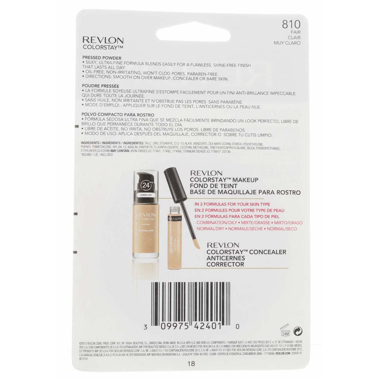 Revlon ColorStay Pressed Powder, Fair [810] 0.3 oz (Pack of 4)