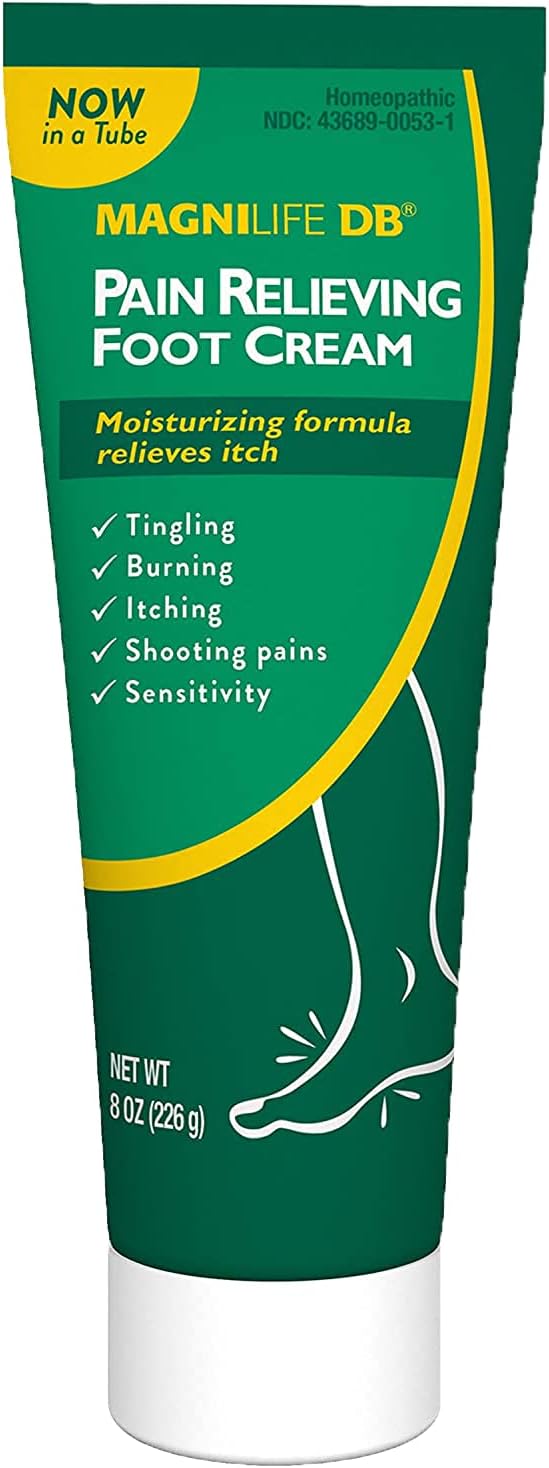 MagniLife DB Foot Cream, Calming Relief for Burning, Tingling, Shooting & Stabbing Foot Sensations - Soothes Dry, Cracked, Itchy, Sensitive Skin (8 oz Tube)