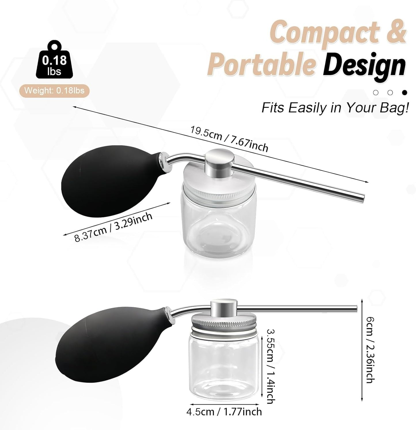 Refillable Powder Spray Bottle for Hair Building Fibers, Dry Shampoo & Cosmetic Powders - Leak-Proof Hair Fiber Applicator with Precision Nozzle, Portable Powder Dispenser for Men and Women ﻿ ﻿