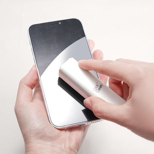 CLICK CLEAN Screen Cleaner, Fingerprint Proof Screen Cleaner Spray, All-in-One Cleaner with Microfiber, Shell and Phone Stand for All Phones, Laptop and Tablet Screens (Pink)