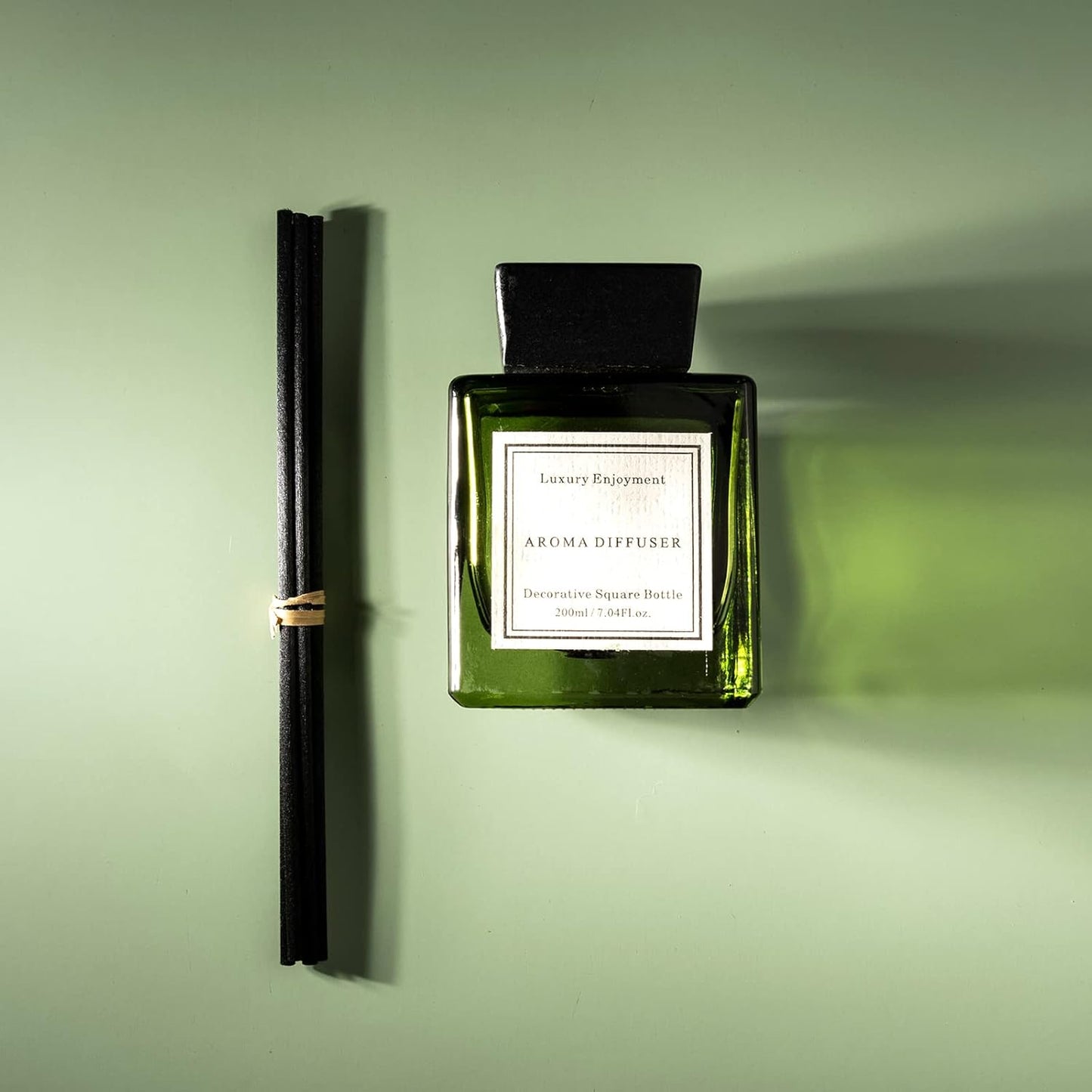 XEPTLE Long-Lasting Fragrance, Woodland Citrus Reed Diffuser, 7.04 oz, with 5 Sticks, Air Freshener, Home & Bathroom Decor Essential Oil Diffuser - Green