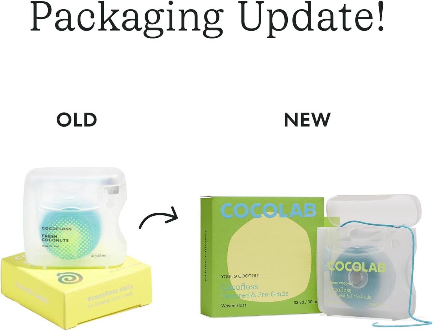 Cocolab Woven Dental Floss, Dentist-Designed Oral Care, Coconut Scent, Waxed, Expanding, Vegan, Kid-Friendly String Floss with Coconut Oil, 1 Spool (33 yd)