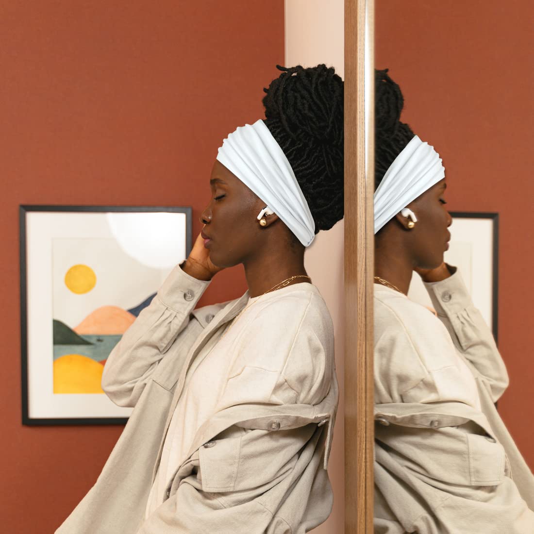 Wide Boho Headbands for Women Fashion Knotted Headband Yoga Workout Hair Accessories African Head Wrap 4 Pack