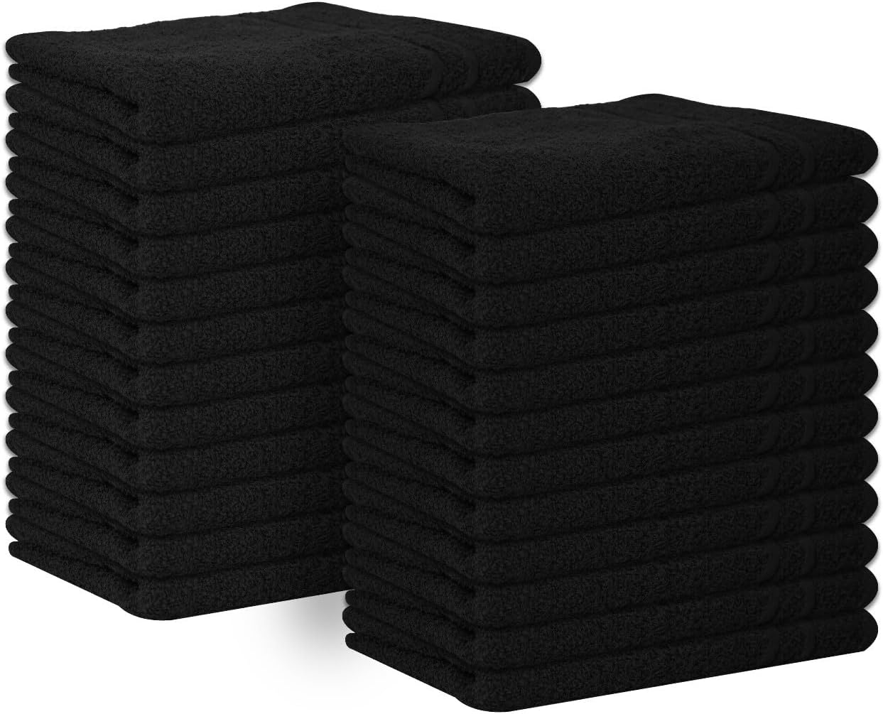 Premium 100% Cotton Hand Towels – Pack of 24, 16x27 Inch – Quick-Dry, Highly Absorbent Salon Towels for Hair Care, Gym, Spa & Bathroom – Black