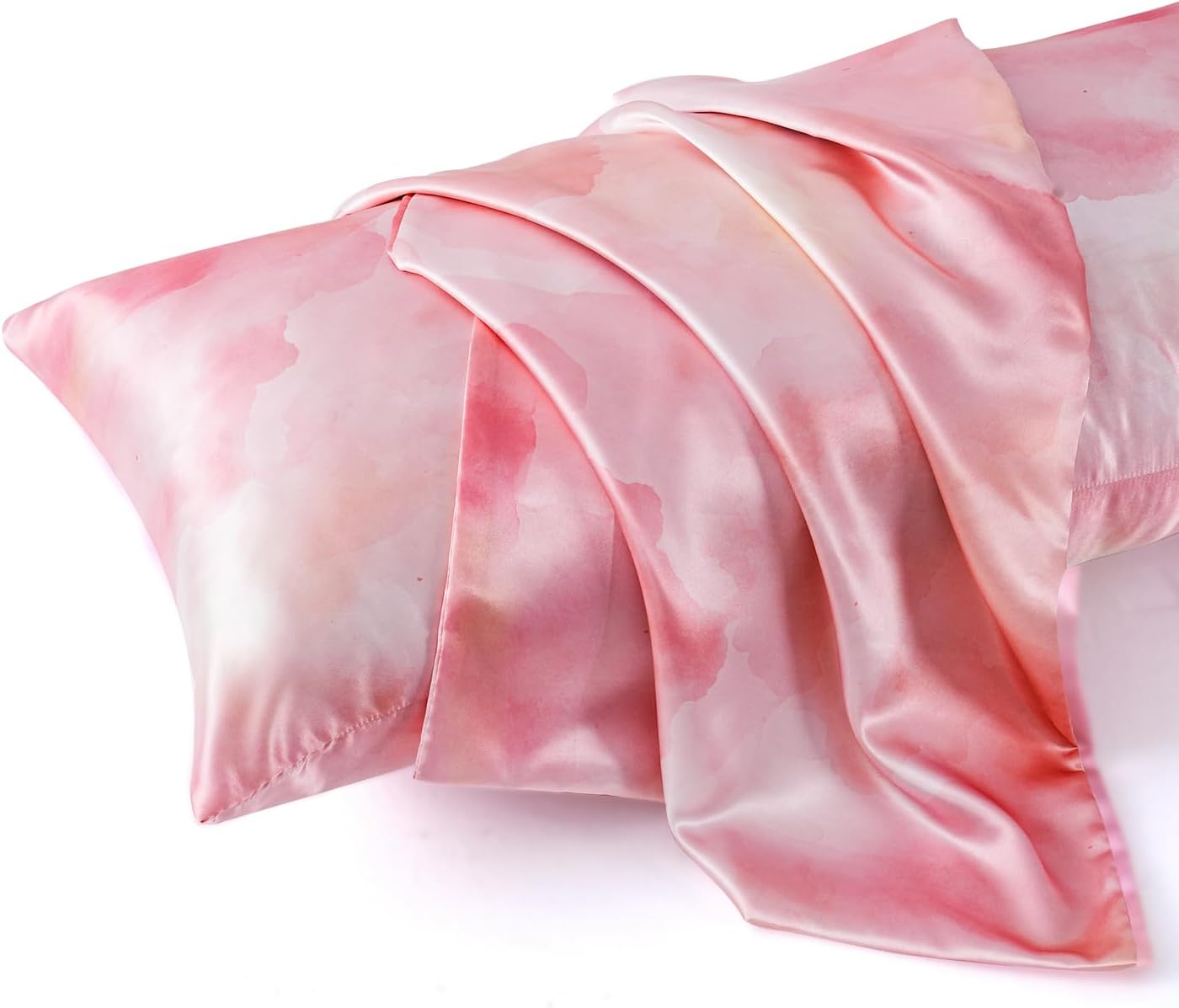 MR&HM Satin Body Pillow Cover, Soft and Breathable Body Pillow Case with Envelope Closure, Cooling and Silky Long Pillowcase for Hair and Skin,Grey (20x54, Dream Pink)