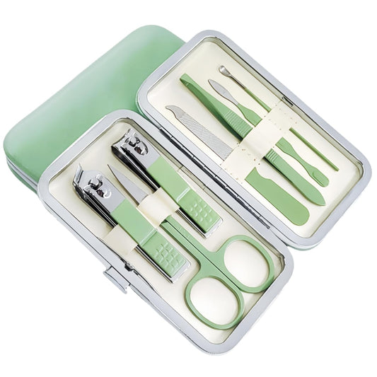 7pcs Manicure Set, Nail Clippers Kit, Stainless Steel Manicure Kit, Nail Clipping Tools Portable Travel Grooming Kit, The Best Gift with Luxurious Case (Green)