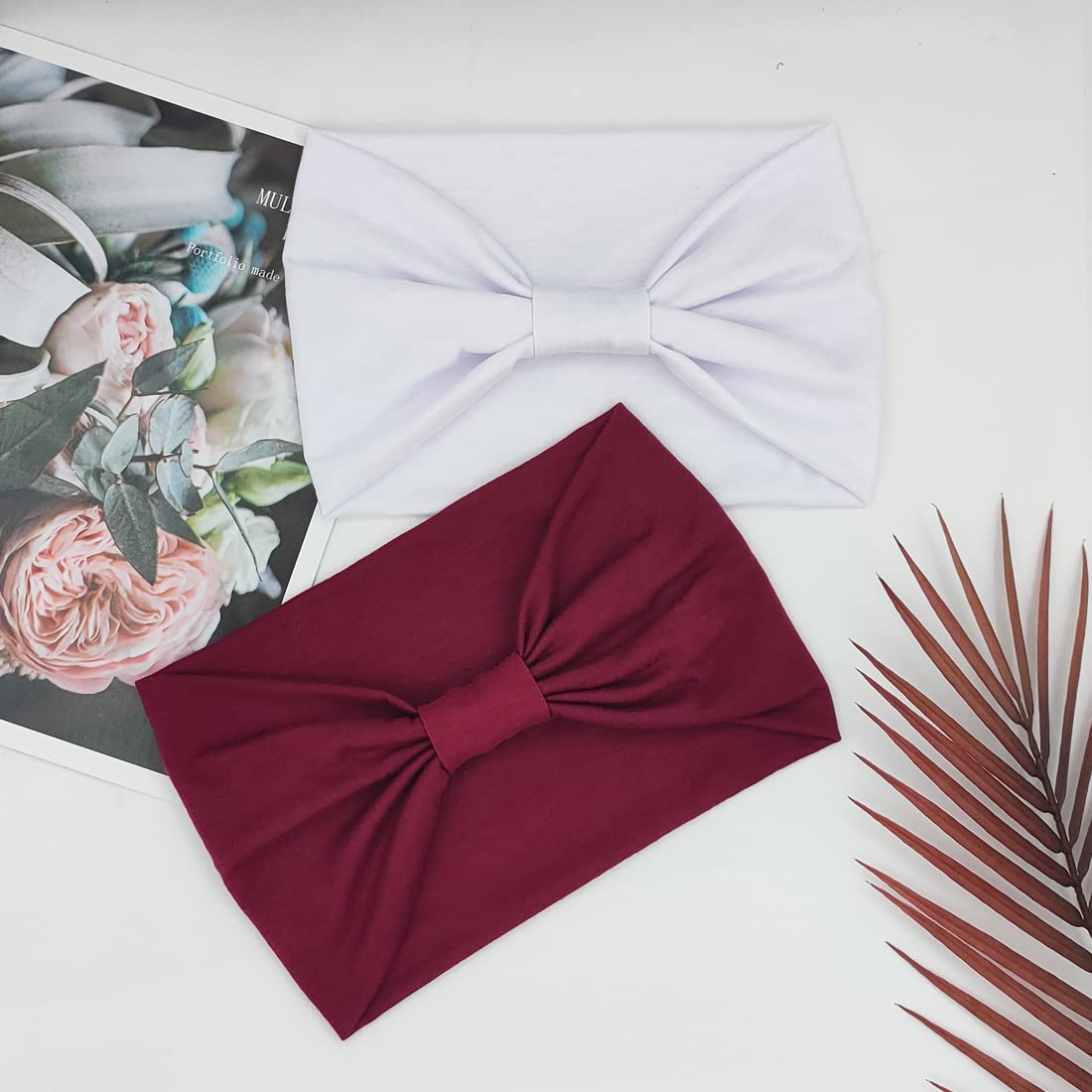 Wide Boho Headbands for Women Fashion Knotted Headband Yoga Workout Hair Accessories African Head Wrap 4 Pack