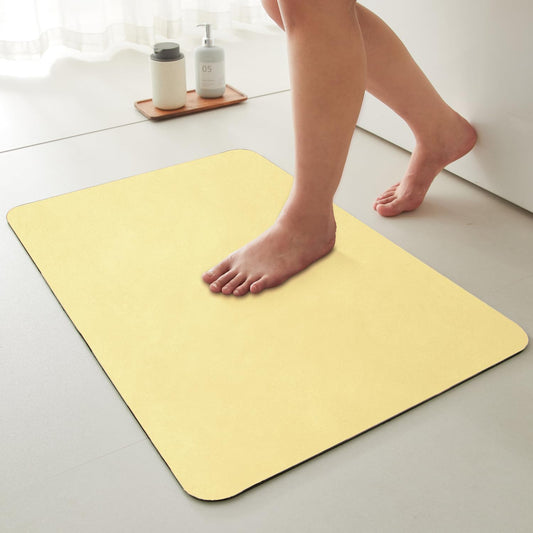 Bathroom Mat Quick Dry, Bathroom Rugs Non Slip Washable Thin Absorbent Bath Mat Fits Under Door Bathroom Floor Mat Perfect for Bath, Shower, or Sink 36"x48" Light Yellow