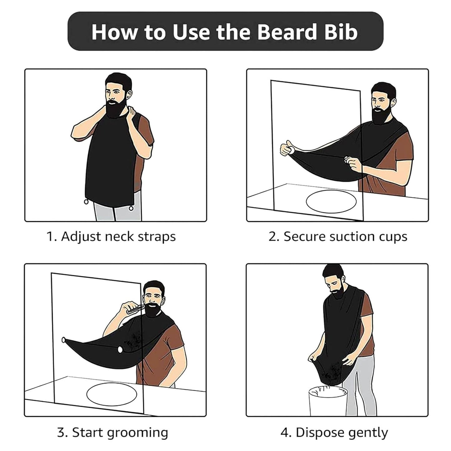 Camo Beard Bib Apron, Beard Hair Catcher For Men Shaving, Waterproof With Suction Cups