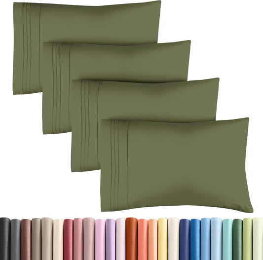 Queen Pillow Cases Set of 4 - Ultra Soft Hotel Quality Pillowcase Covers - Comfy, Cozy & Wrinkle Free - Shrink, Stain & Fade Resistant - Machine Washable Pillow Protectors - 4 Piece Set - Sage Green