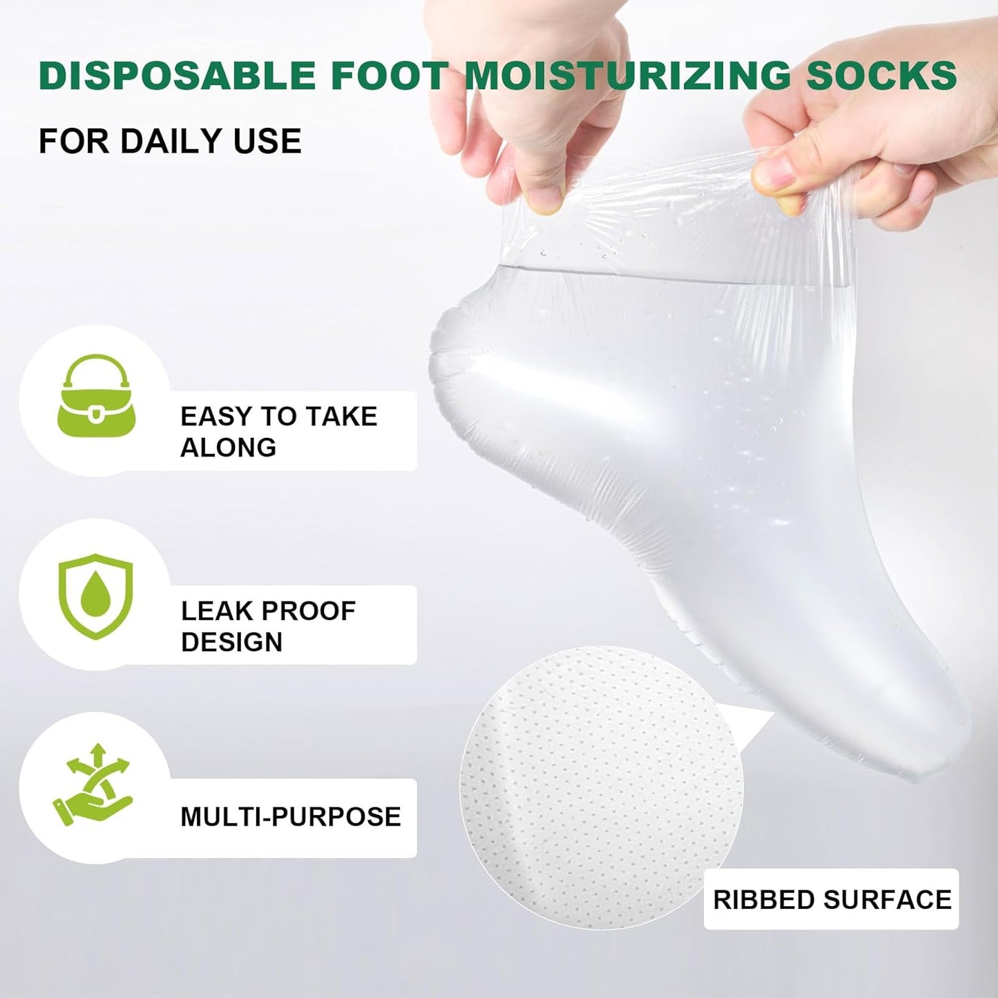 300PCS Disposable Foot Covers for Feet Moisturizer Socks - Plastic Foot Covers Extra Large Size for Pedicure, Moisturizing & Paraffin Wax Treatments, Spa Socks Designed for Foot Care
