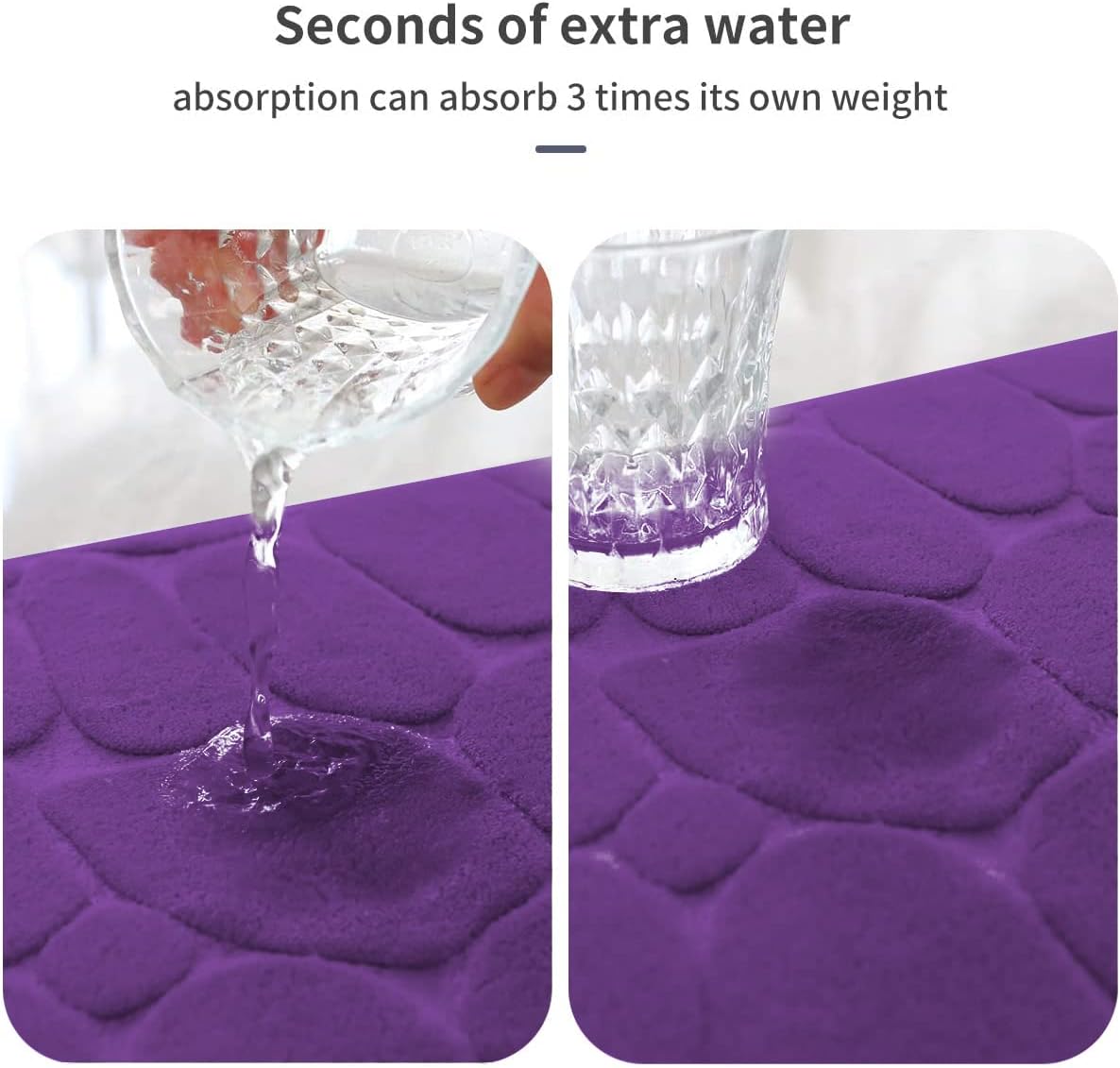 YIHOUSE Memory Foam Bath Mat Cobblestone Bathroom Rugs Super Water Absorbent Bath Mats for Bathroom Machine Washable Bath Rugs(17 x 24,Eggplant)