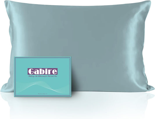 Mulberry Silk Pillowcase for Hair and Skin Prevent Acne Pillow Cases Both Sides Real Silk Pillowcases Organic Silk Pillowcase with Hidden Zipper, Haze Blue, King (20"×36")